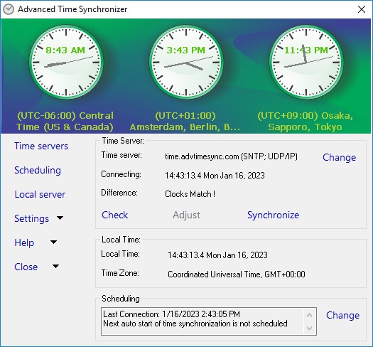Advanced Time Synchronizer World Clock